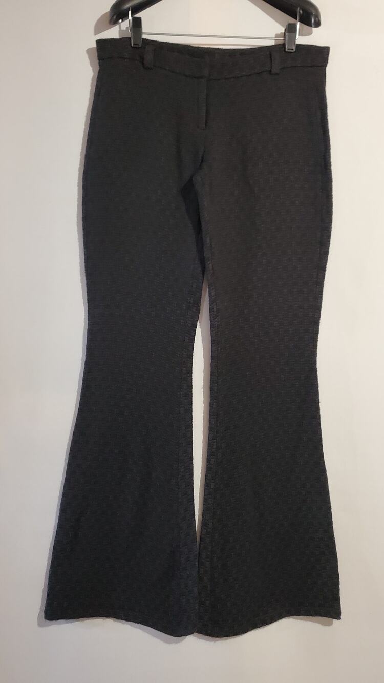 Alexis Womens Woven Flare Leg Black Dark Gray Low Rise Pants Size 4 Silk Career